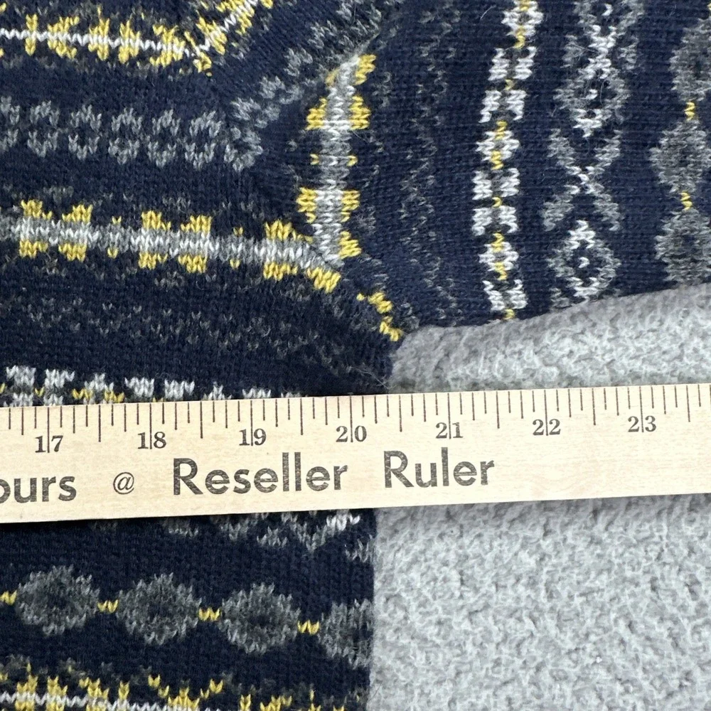Banana Republic Sweater Men Medium Blue Fair Isle Striped Italian Yarn Wool